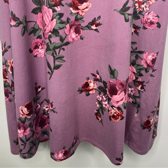 Joe Boxer A-Line Dress 2X Floral Print Lavender Keyhole Neck V-Neck Short Sleeve - Picture 2 of 9